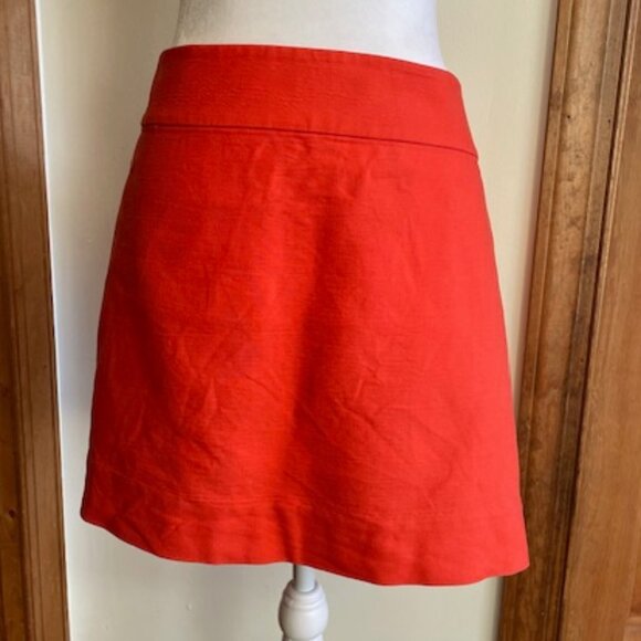 J. CREW Orange Double Serge Cotton Mini A Line Skirt 10 - Picture 2 of 13